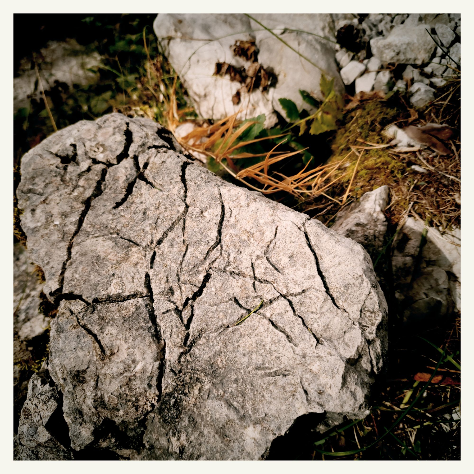Marks on a mountain stone.