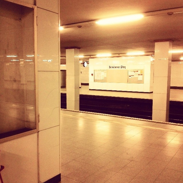 Looking into an empty subway station, Berlin Potsdamer Platz.