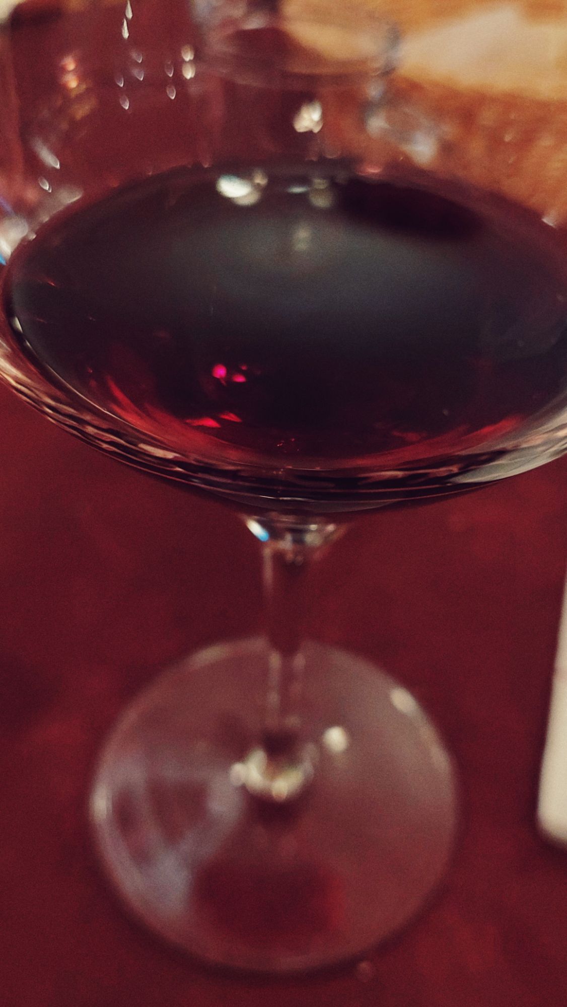 A glass of red wine. Closeup. 