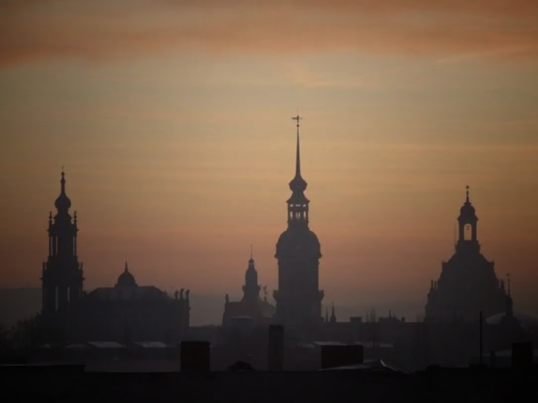 Dresden skyline in early dawn.